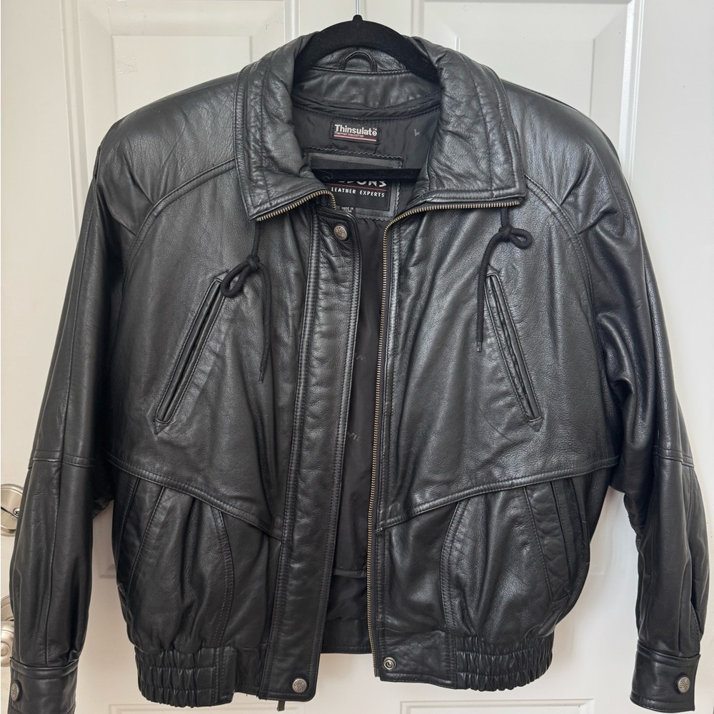 3M Thinsulate Dark Leather Bomber Jacket